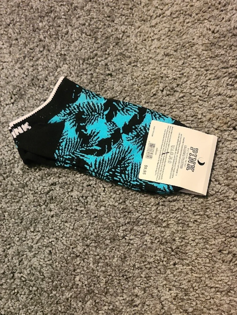 PINK Victoria's Secret Men’s Teal & Black Low-Cut Athletic Socks